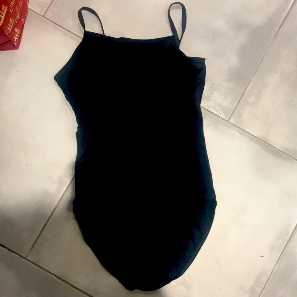 Black leotard. Open back